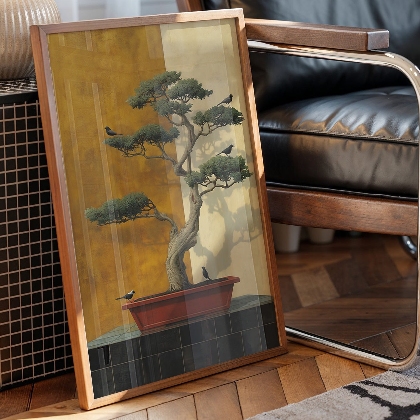 Birds Rest On Ancient Bonsai Branches