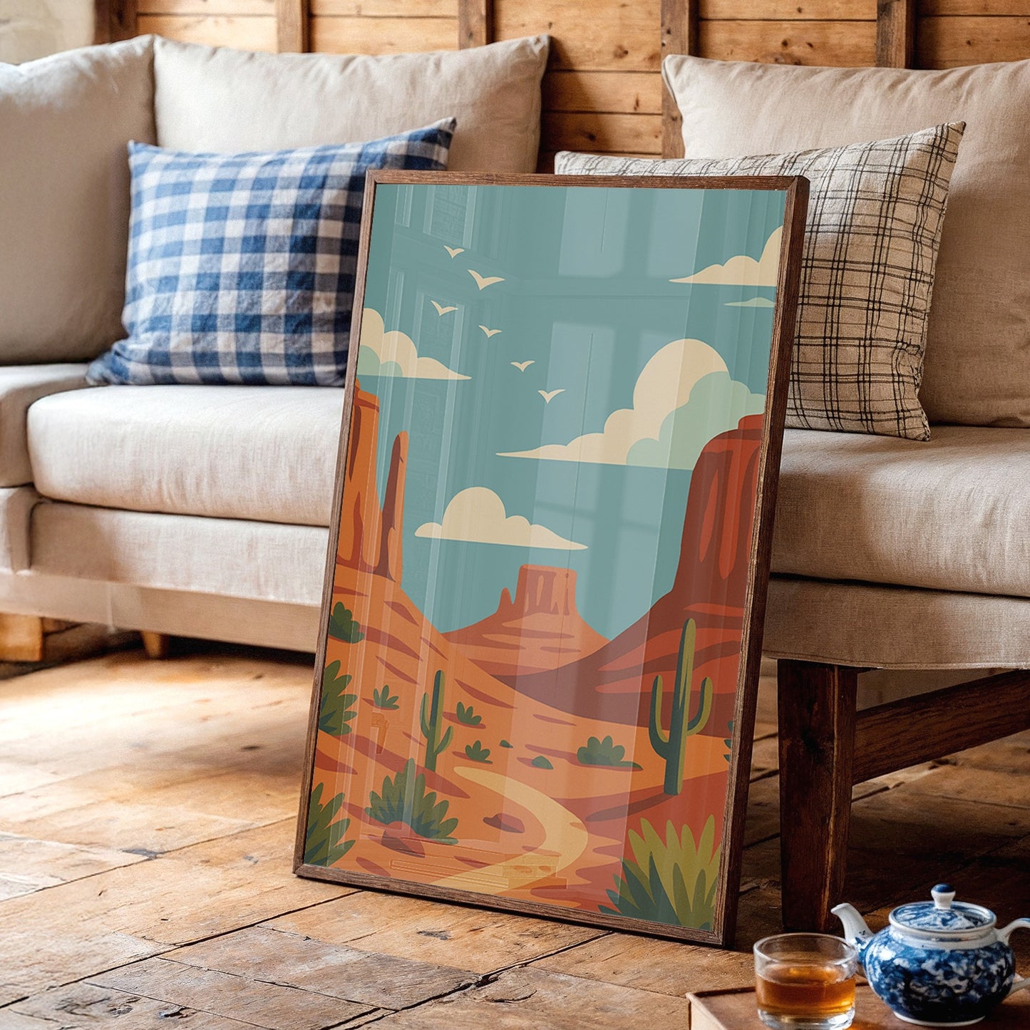 Birds Soar Over Rusty Mesas