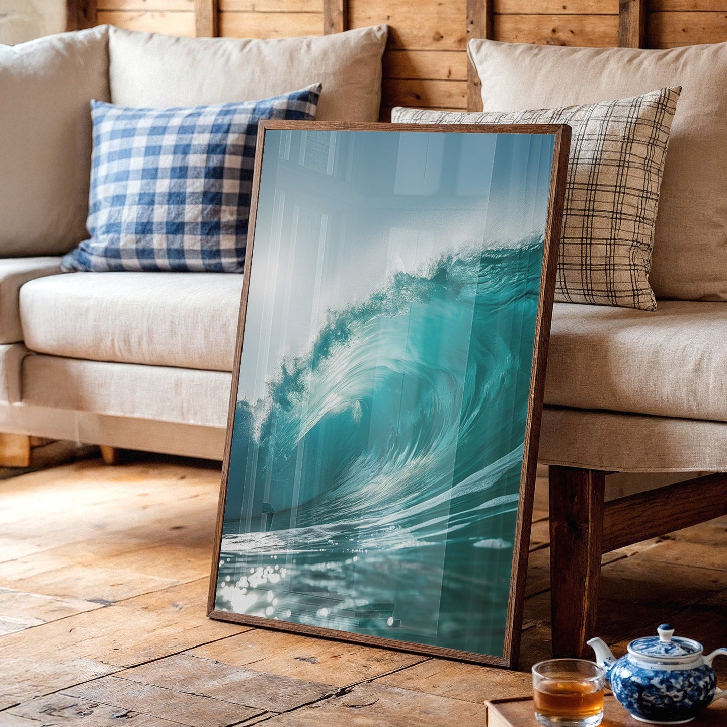Turquoise Curl Against Weathered Boards