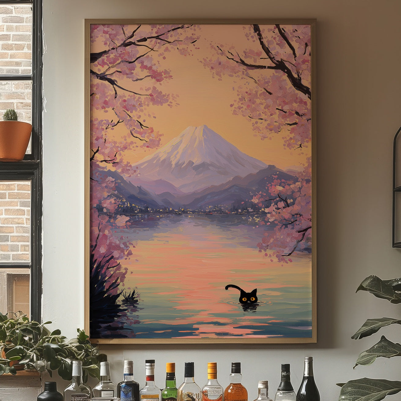 Curious Cat Meets Cherry Blossom Lake