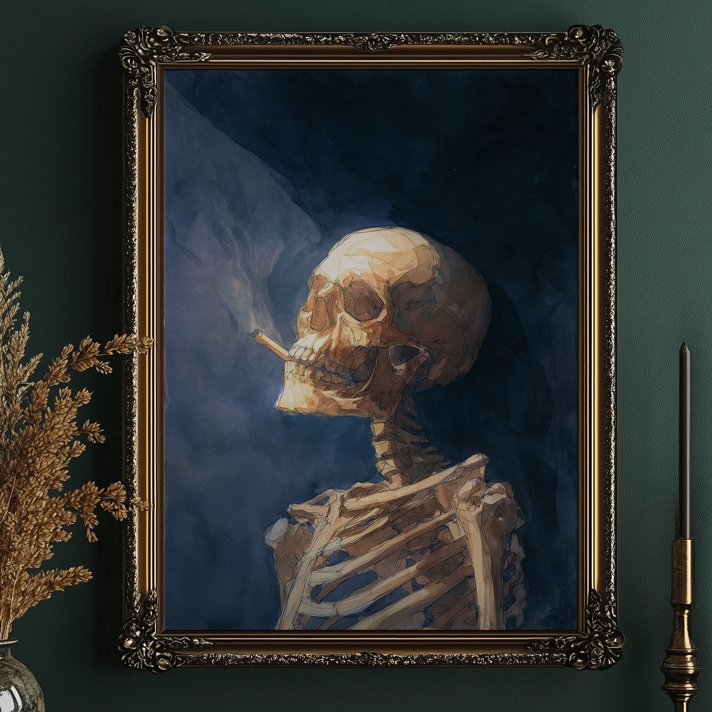 Golden Bones Against Midnight Blue