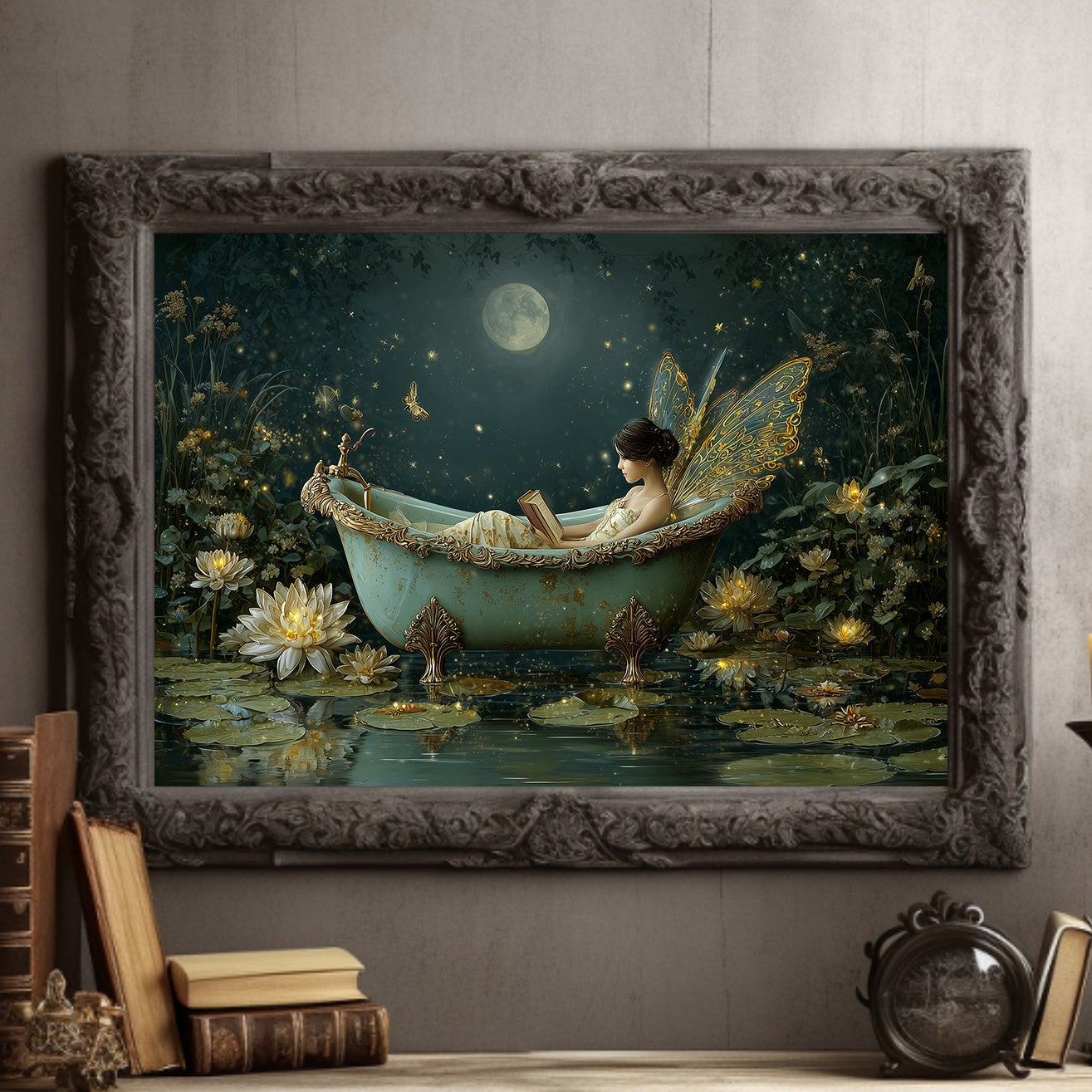 Moonlit Bathing Among Lotus Blooms