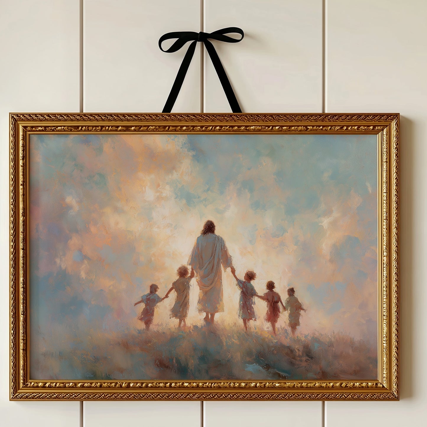 Children Walk Into Golden Light