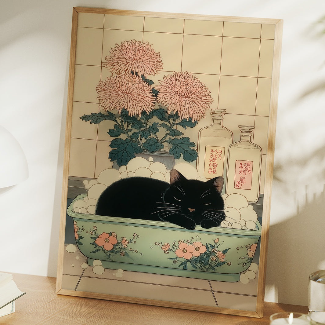 Black Cat's Garden Bath Dreams