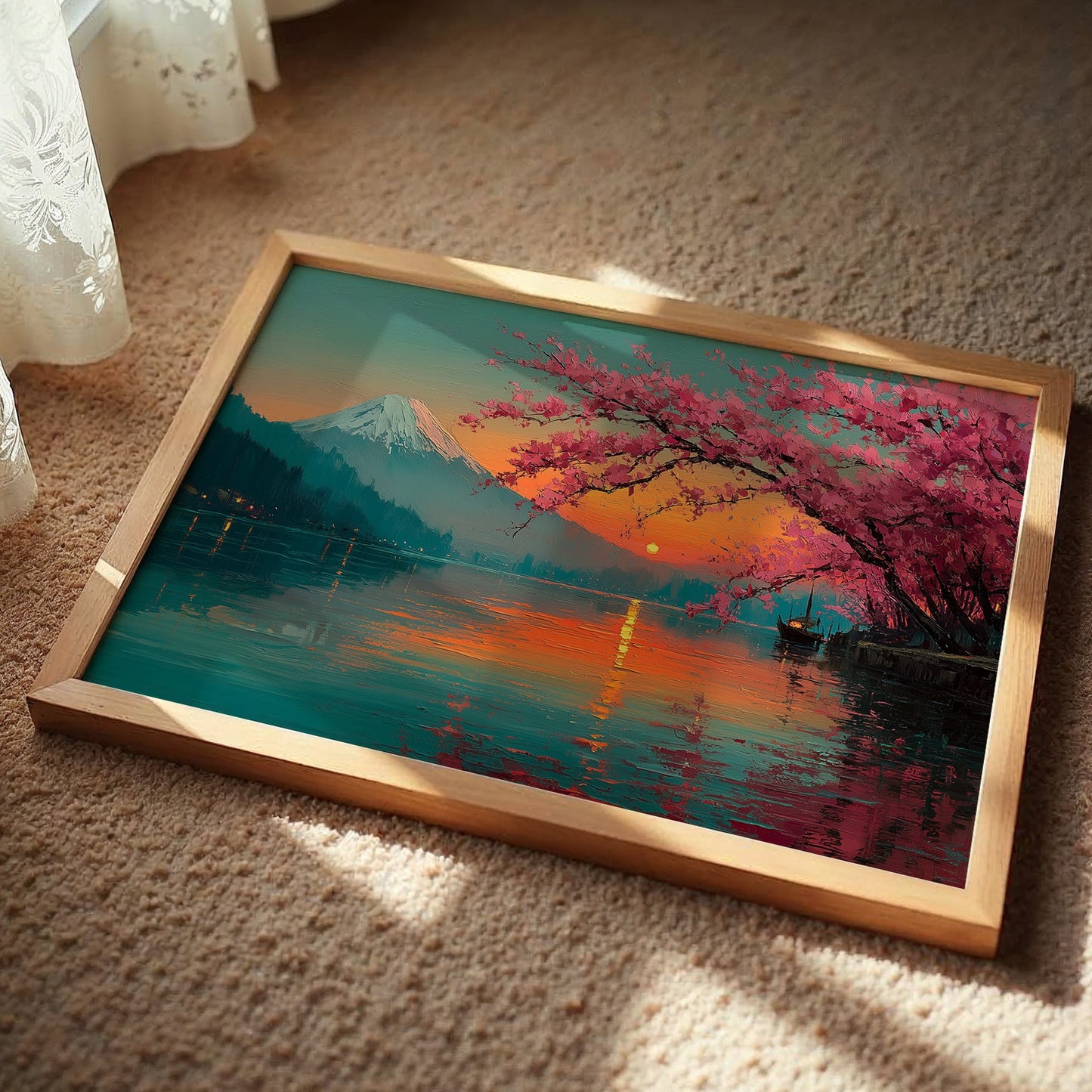 Cherry Blossoms Paint The Sunset Lake