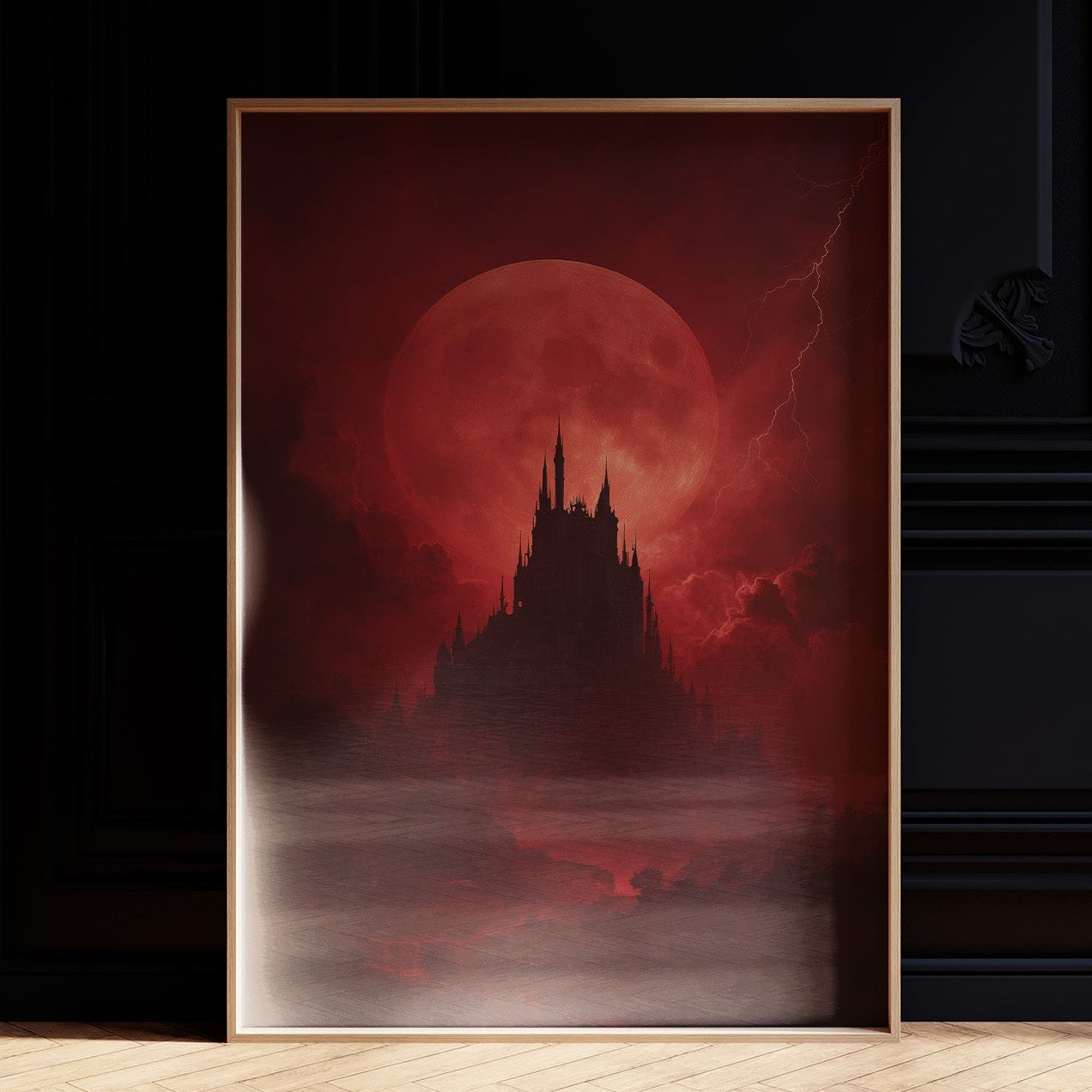 Crimson Castle Under Blood Moon