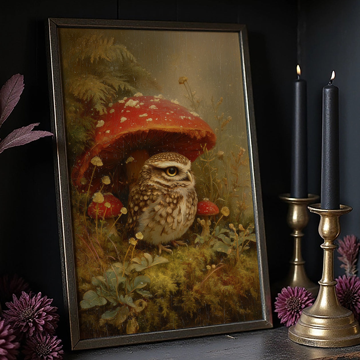Woodland Sentinel Under Crimson Cap