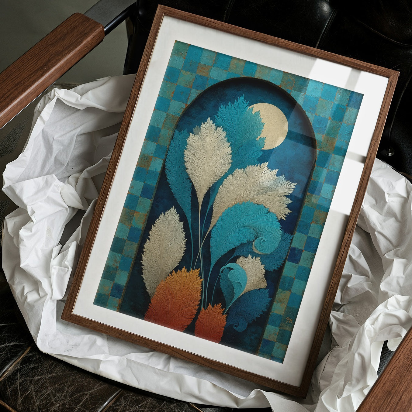 Moonlit Feathers Dance In Turquoise