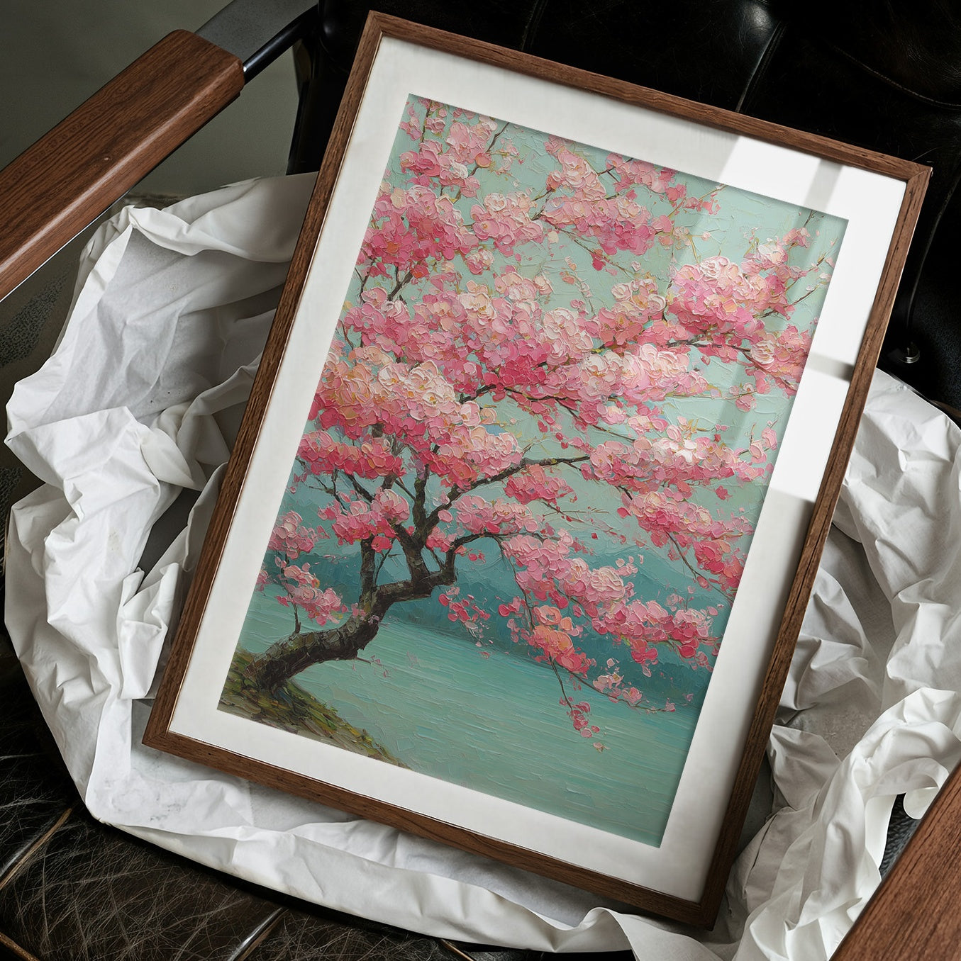 Cherry Blossoms Dance In Turquoise Light