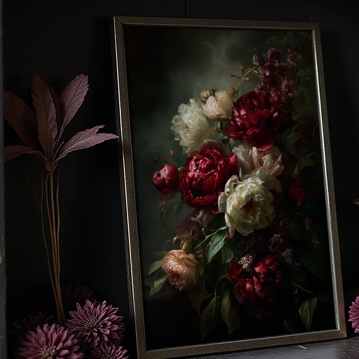 Velvet Blooms Against Midnight Walls
