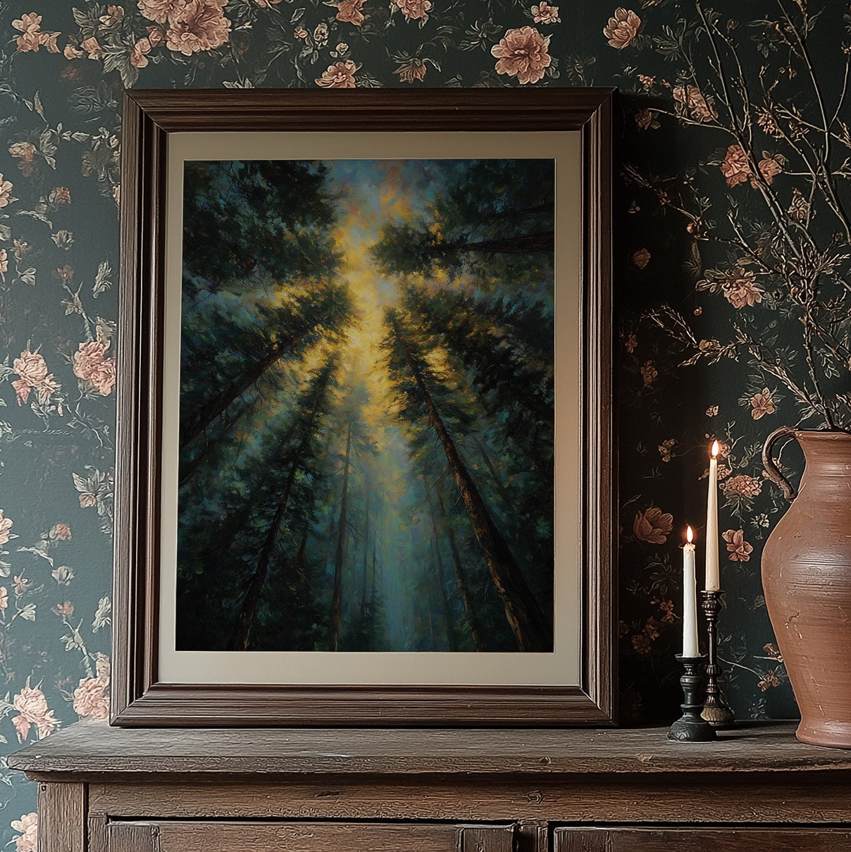 Sunbeams Pierce Ancient Forest Canopy