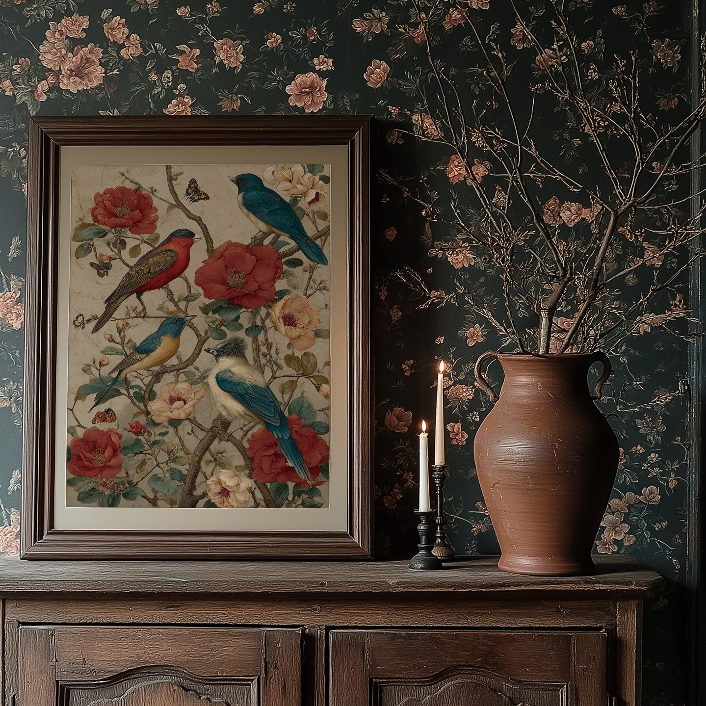 Songbirds Among Coral Blooms