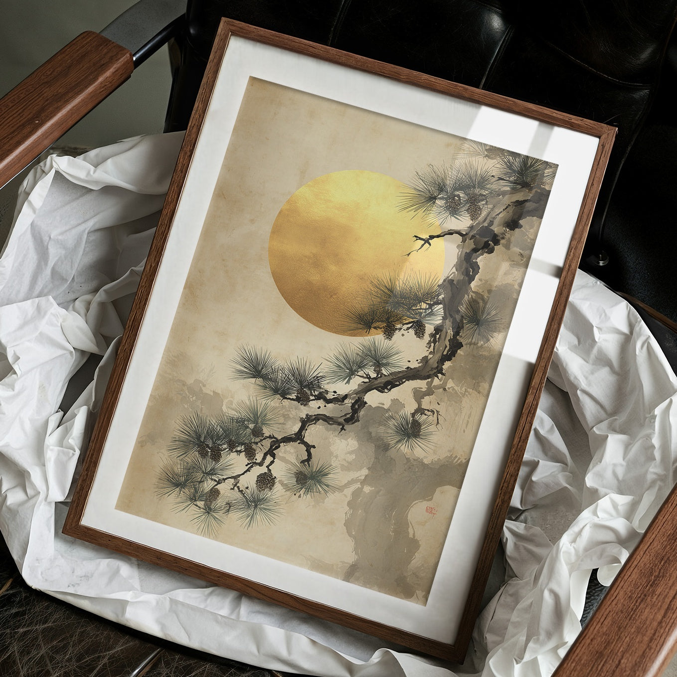 Pine Branches Dance With Golden Moon