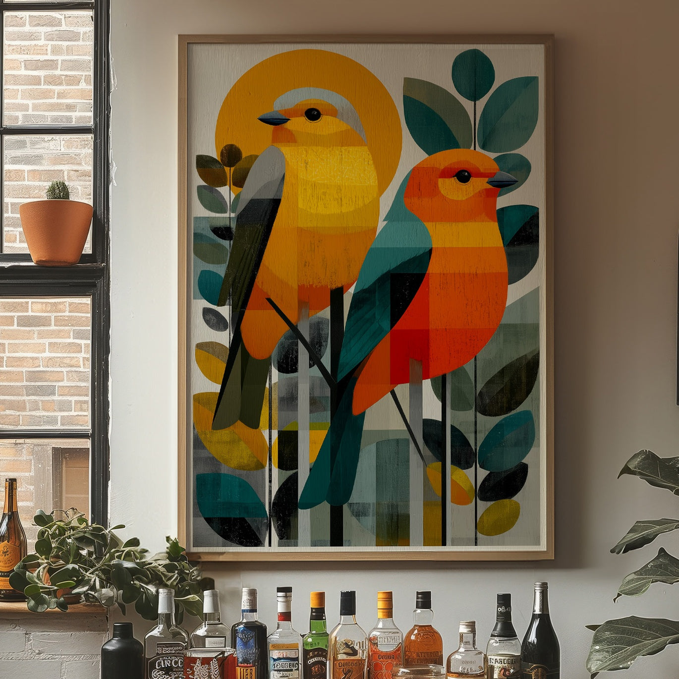 Sunlit Birds Share Garden Secrets