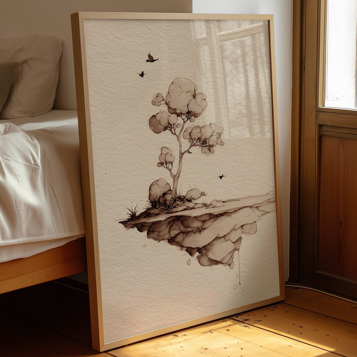 Floating Island Whispers Sepia Secrets