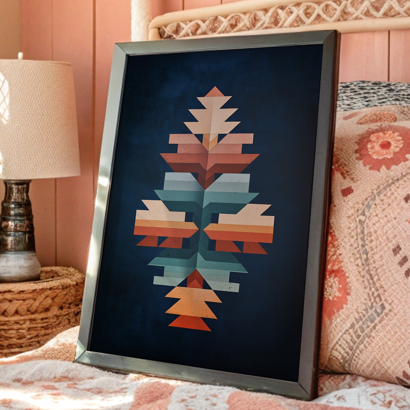 Geometric Totem in Midnight Blue