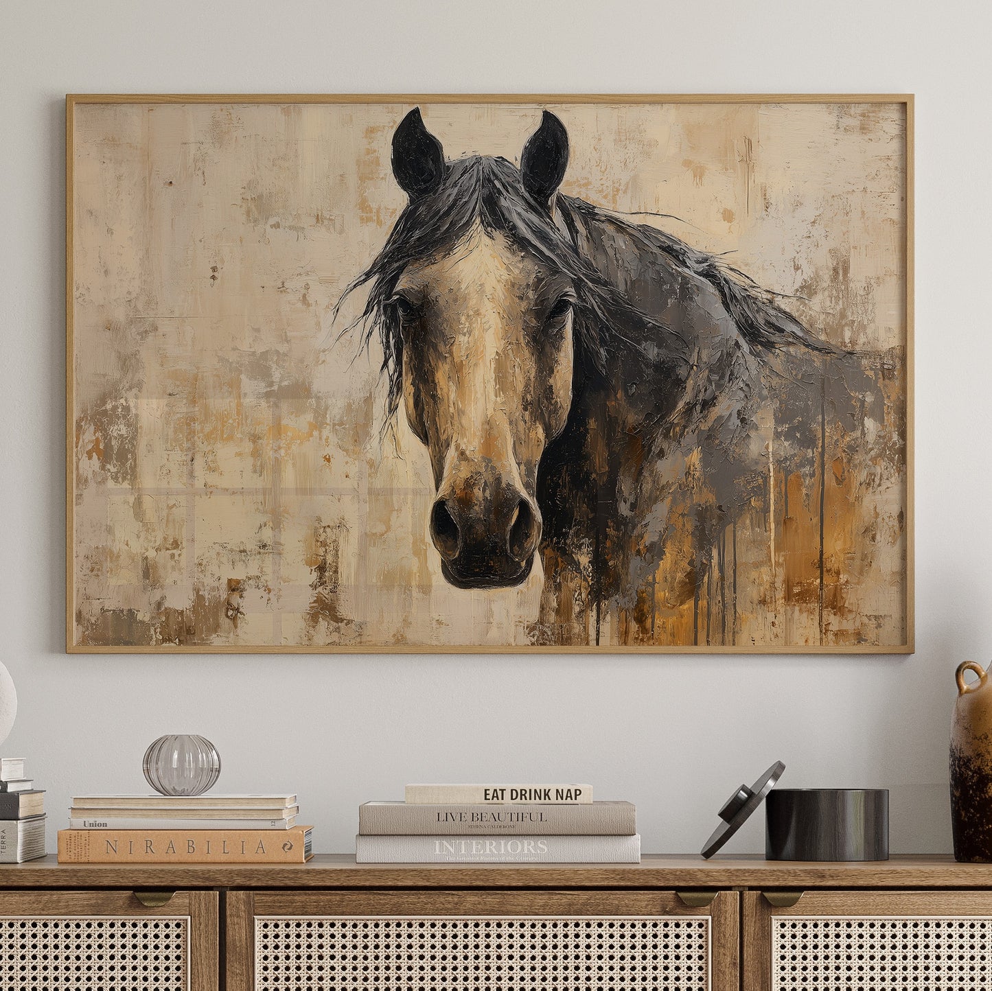 Noble Gaze Through Weathered Canvas