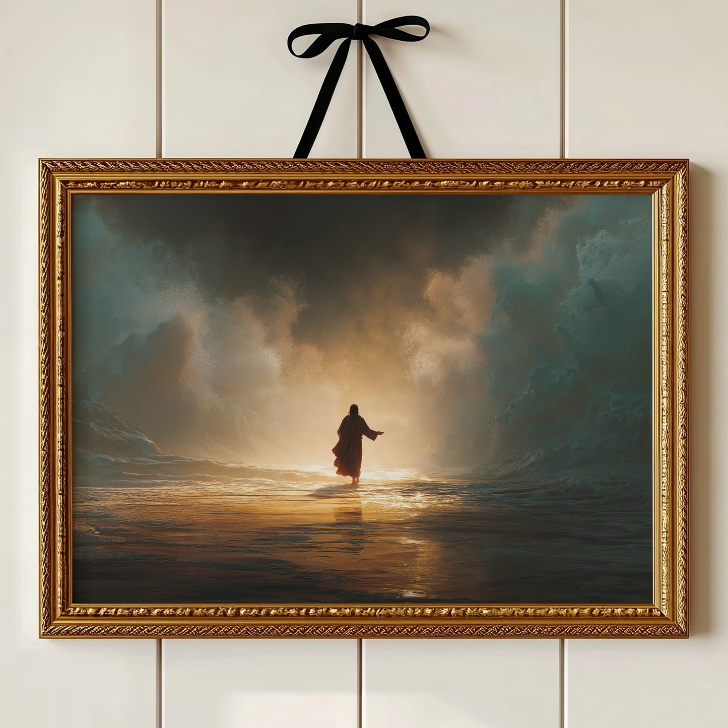 Solitary Figure Faces Rising Tide