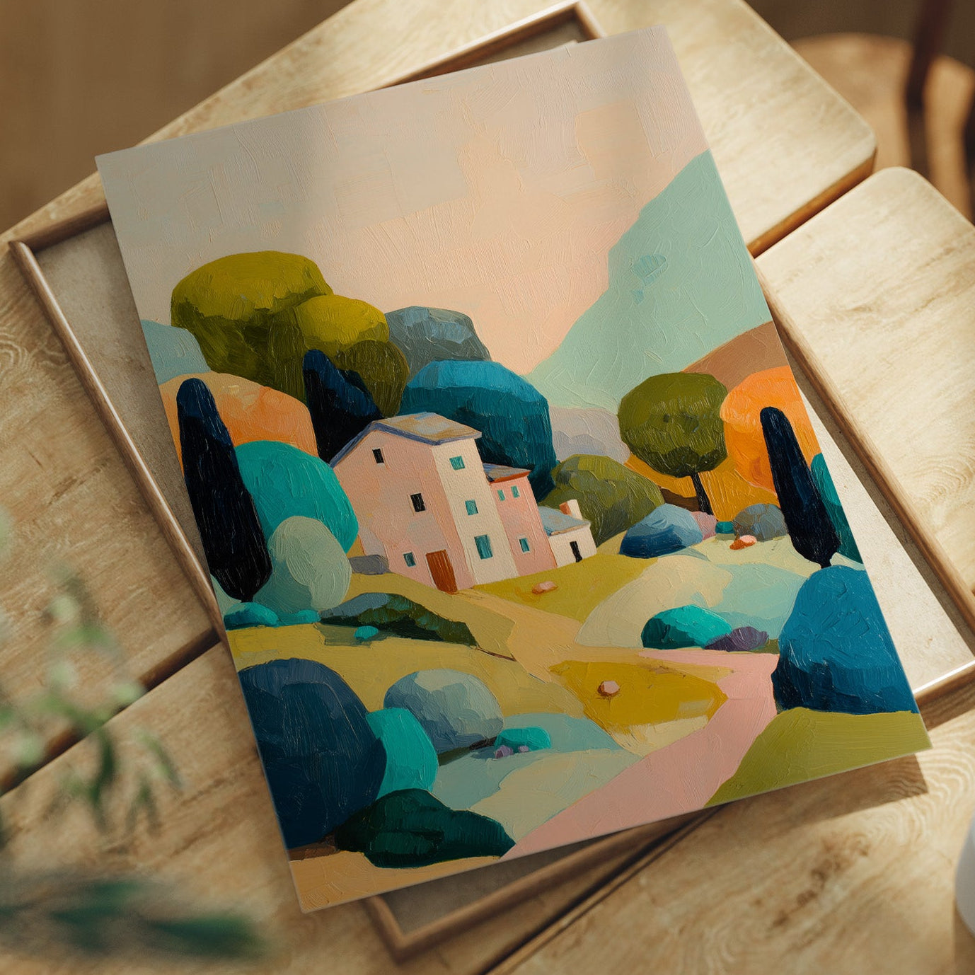 Pastel Haven Among Abstract Hills