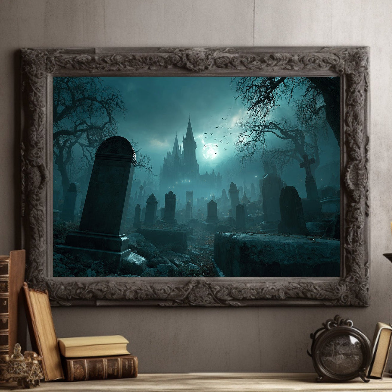 Moonlit Spires Beyond Ancient Graves