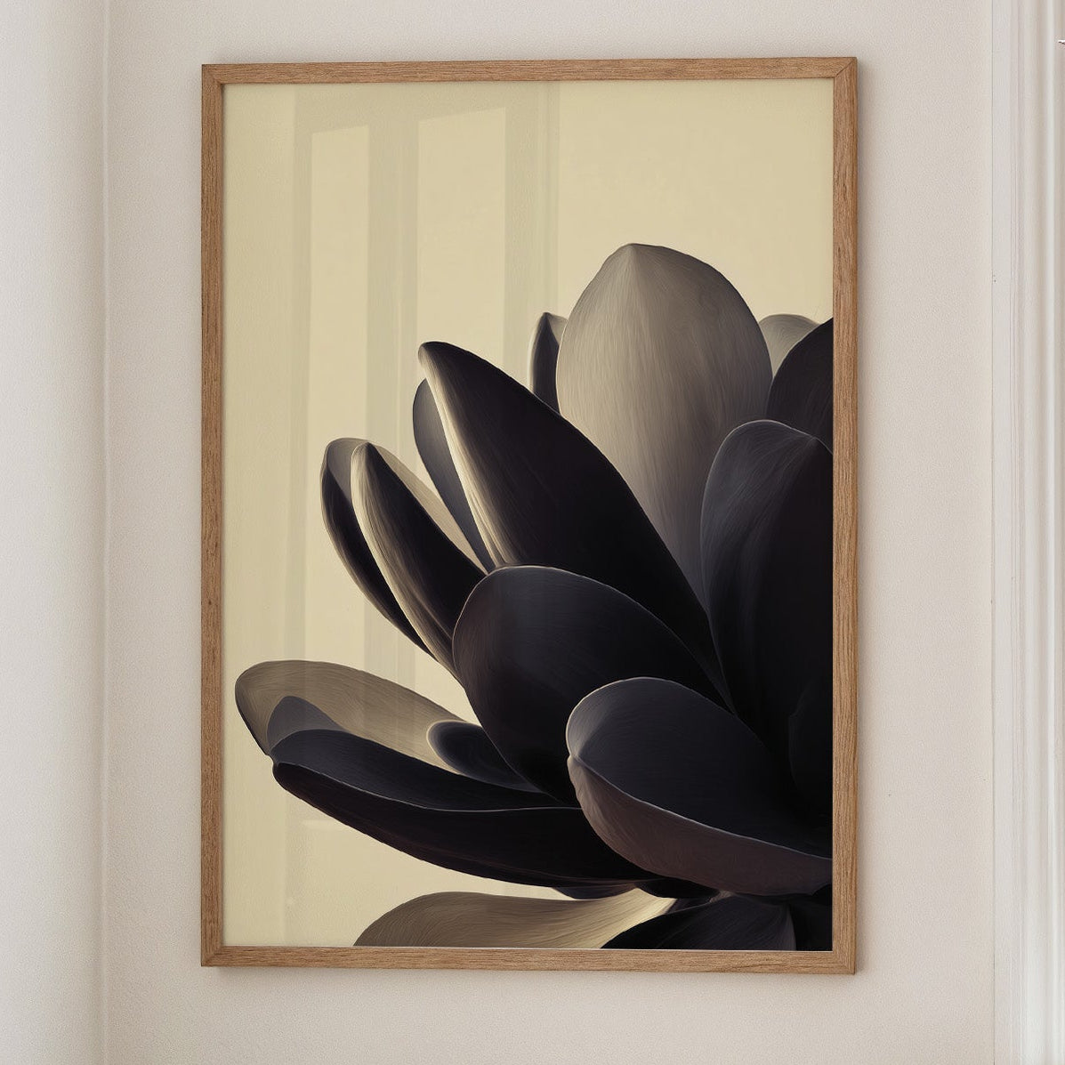 Midnight Petals in Cream Silence