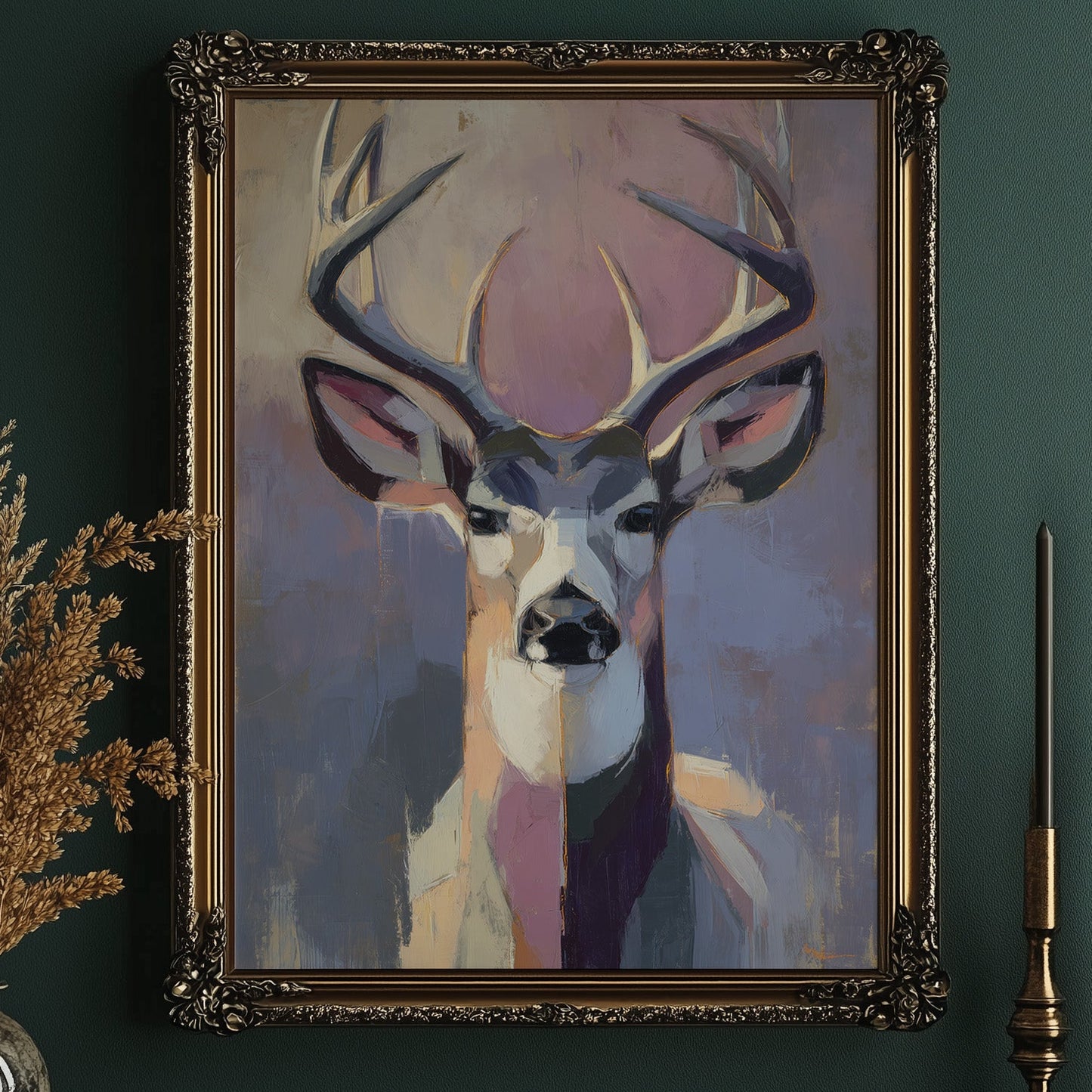 Majestic Gaze: Stag in Pastel Abstraction