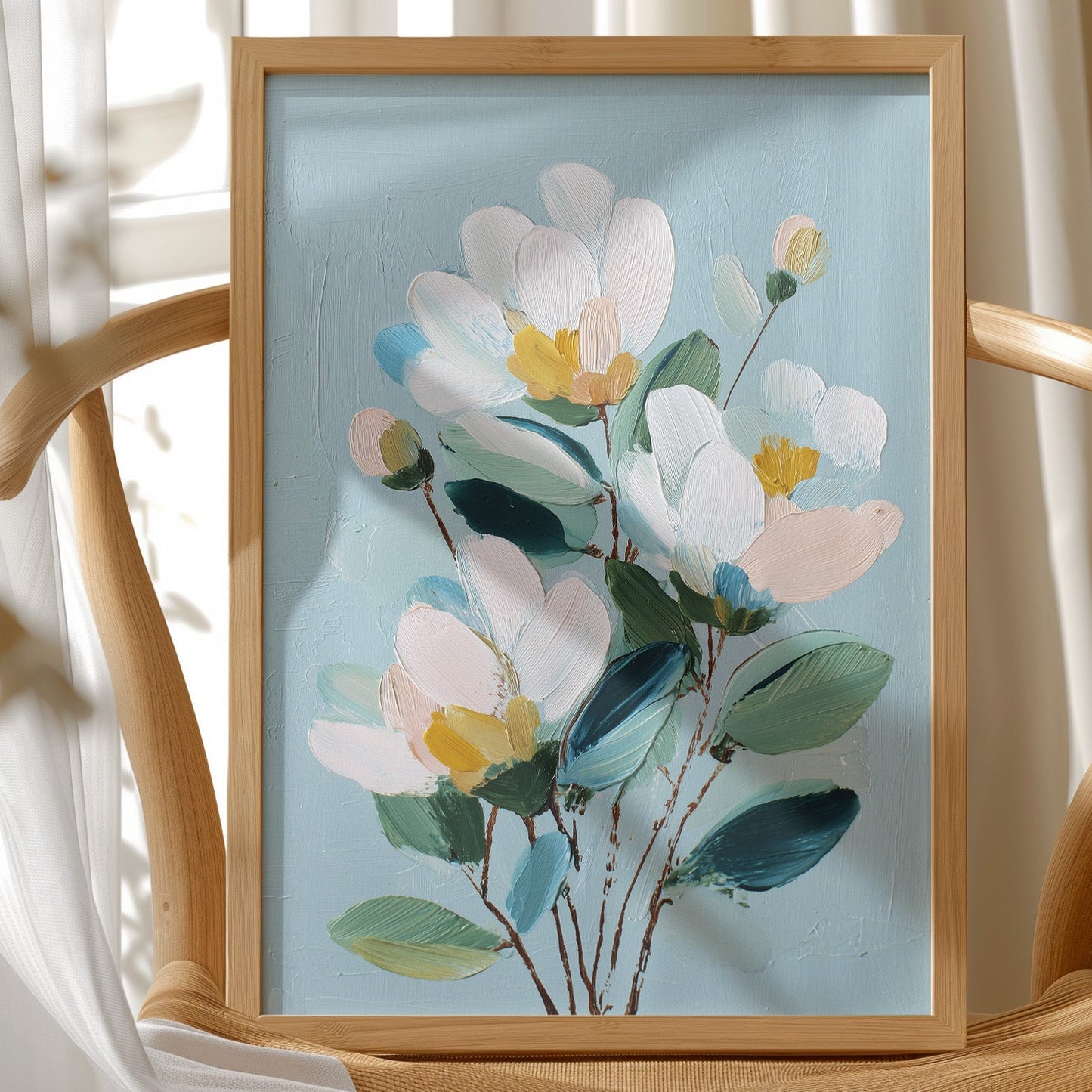 Textured Blossoms Against Azure Calm