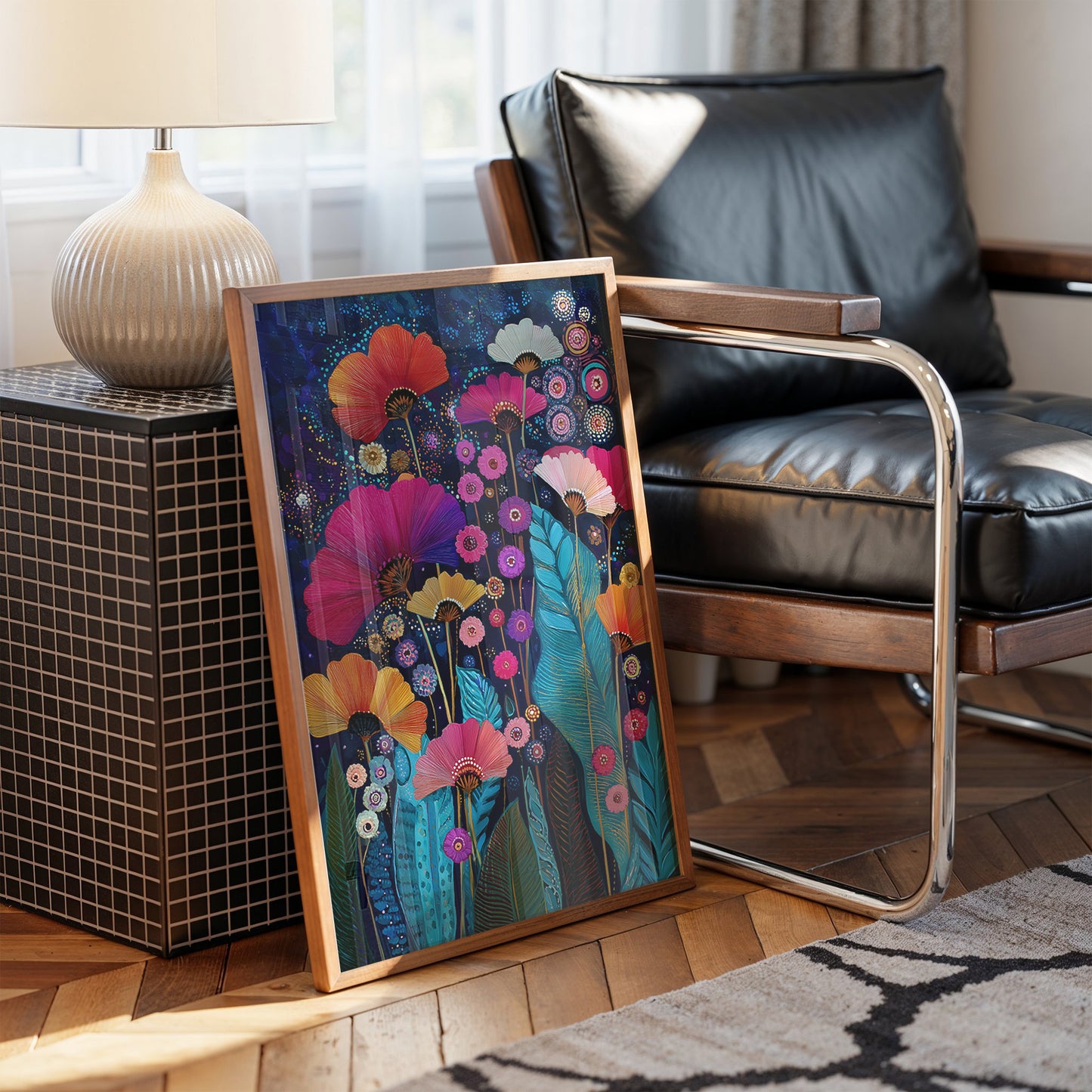 Midnight Garden Blooms Electric Dreams