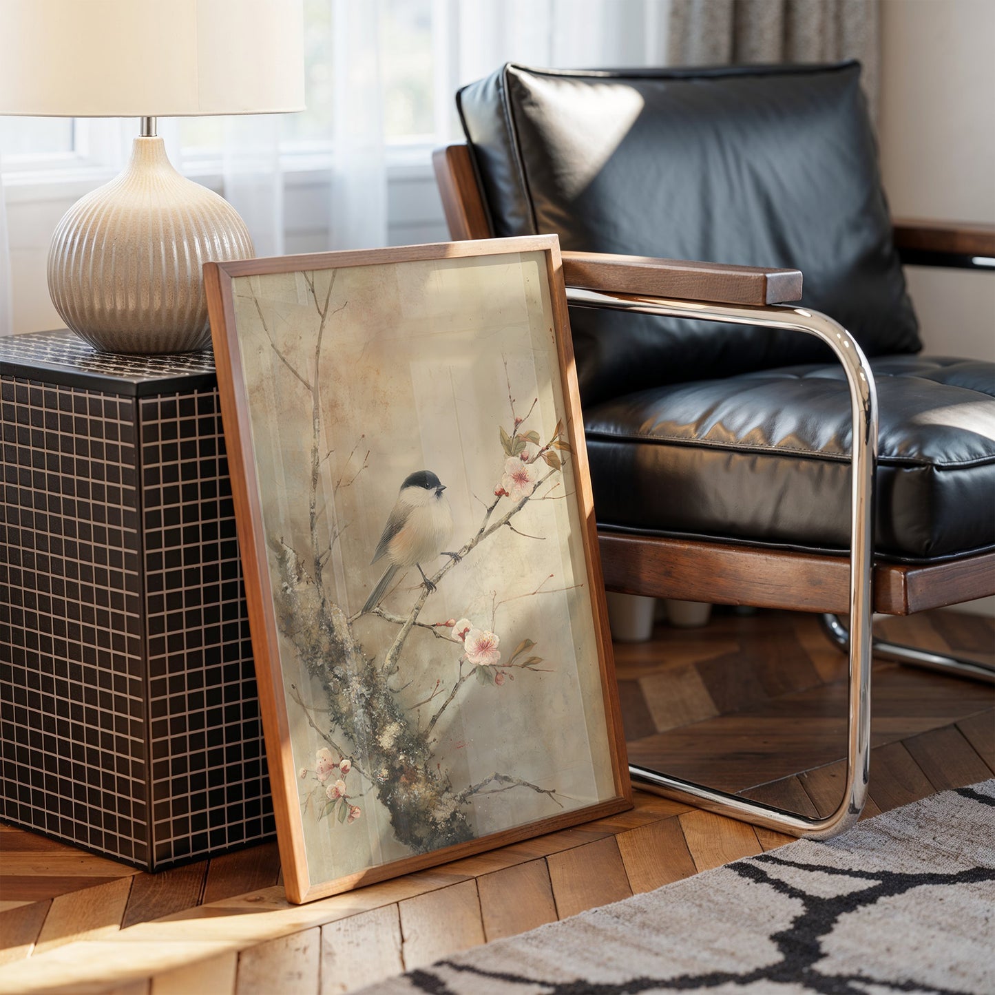 Little Bird Meets Cherry Blossom Spring