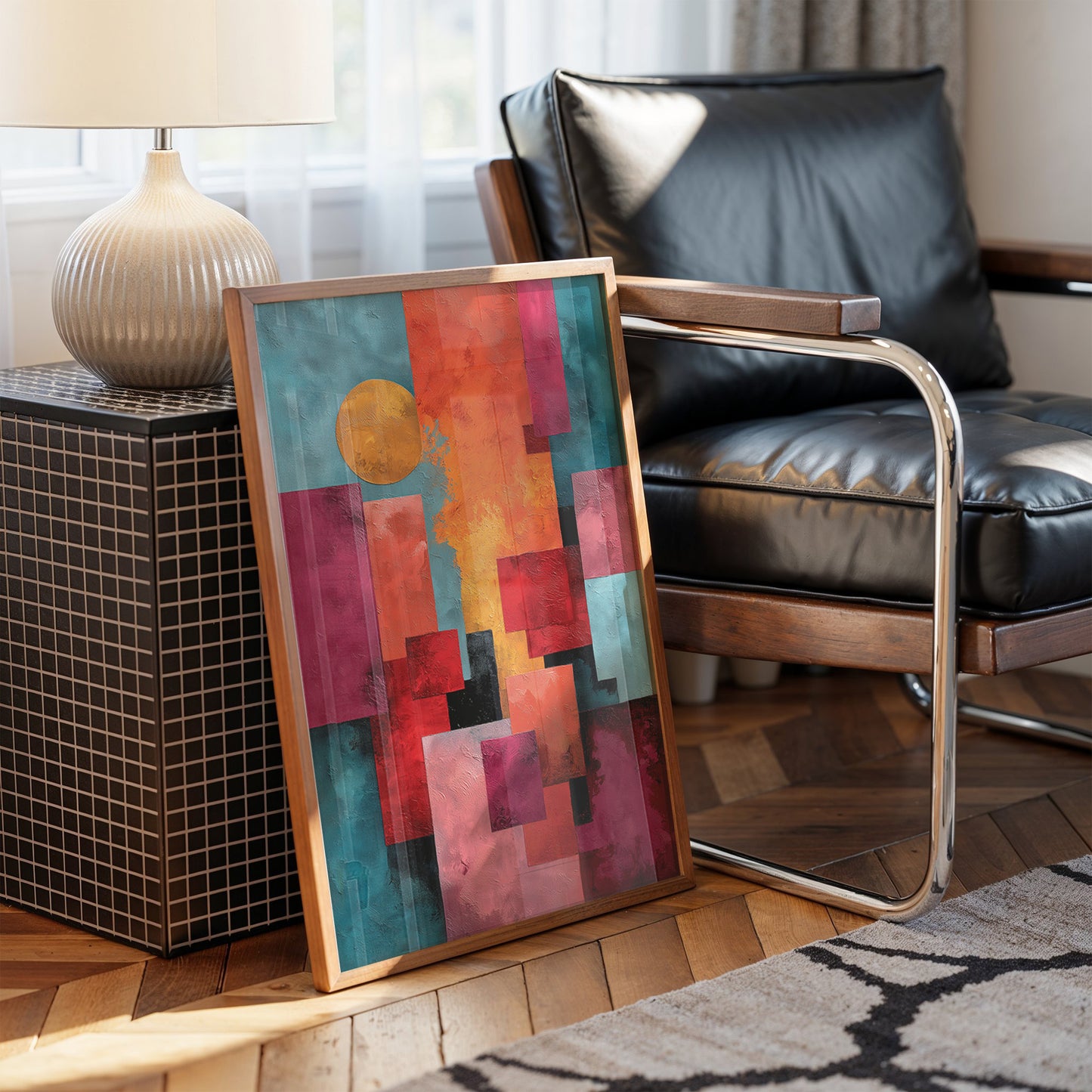 Golden Sun Through City Blocks