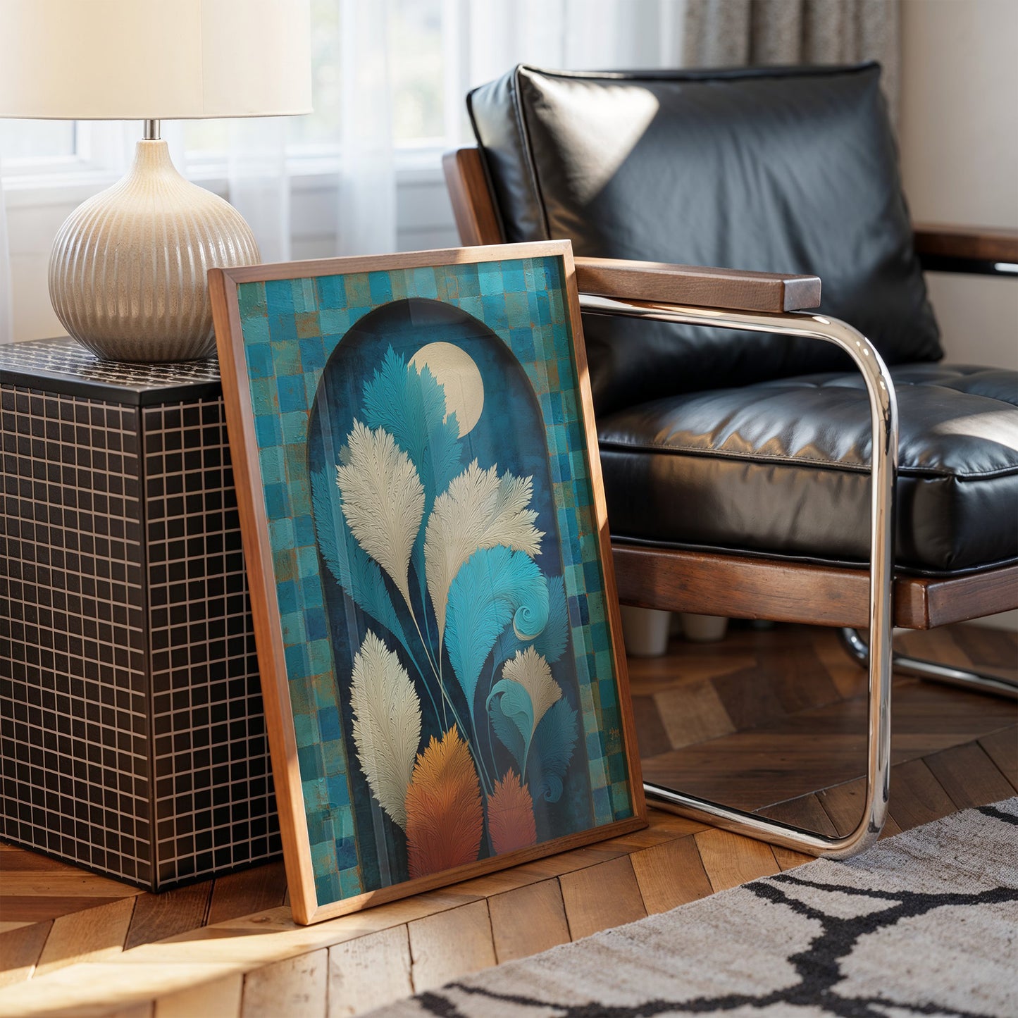 Moonlit Feathers Dance In Turquoise