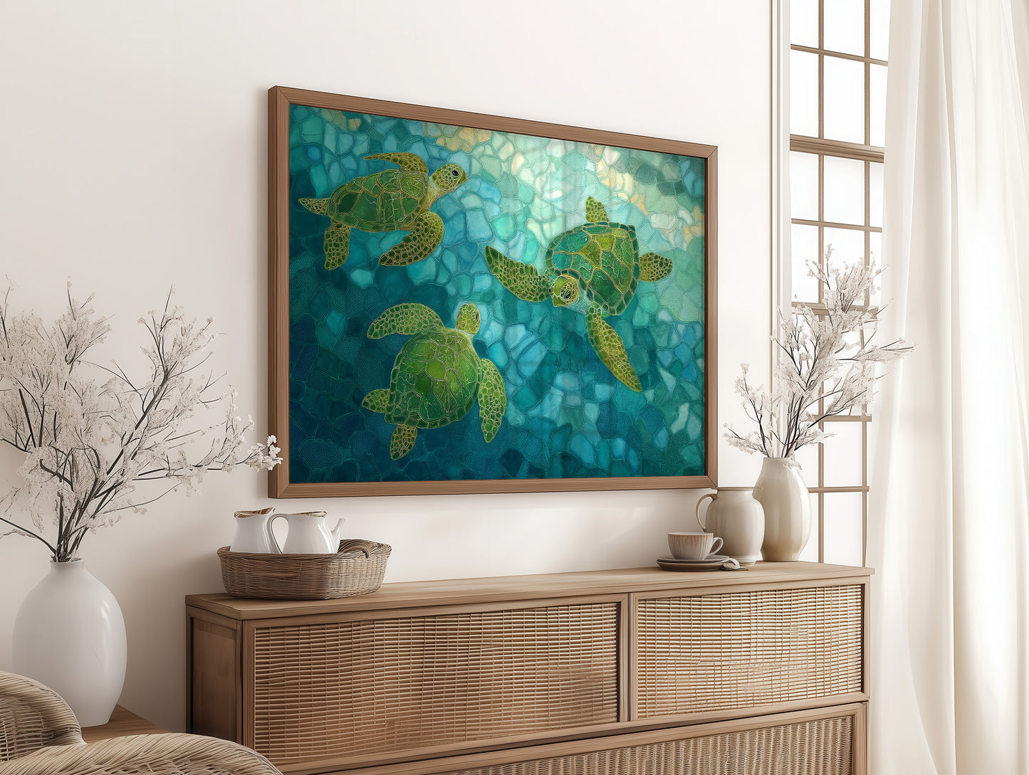 Sea Turtles Float Through Crystal Waters