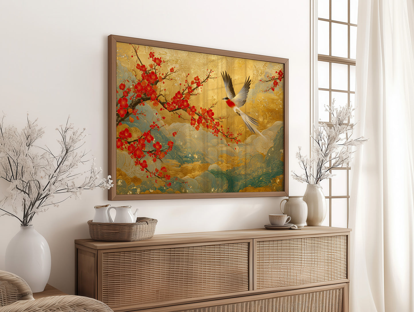 Red Blossoms Chase Morning Light