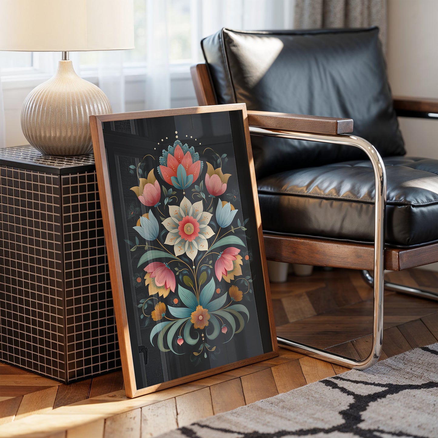 Midnight Garden Blooms In Coral