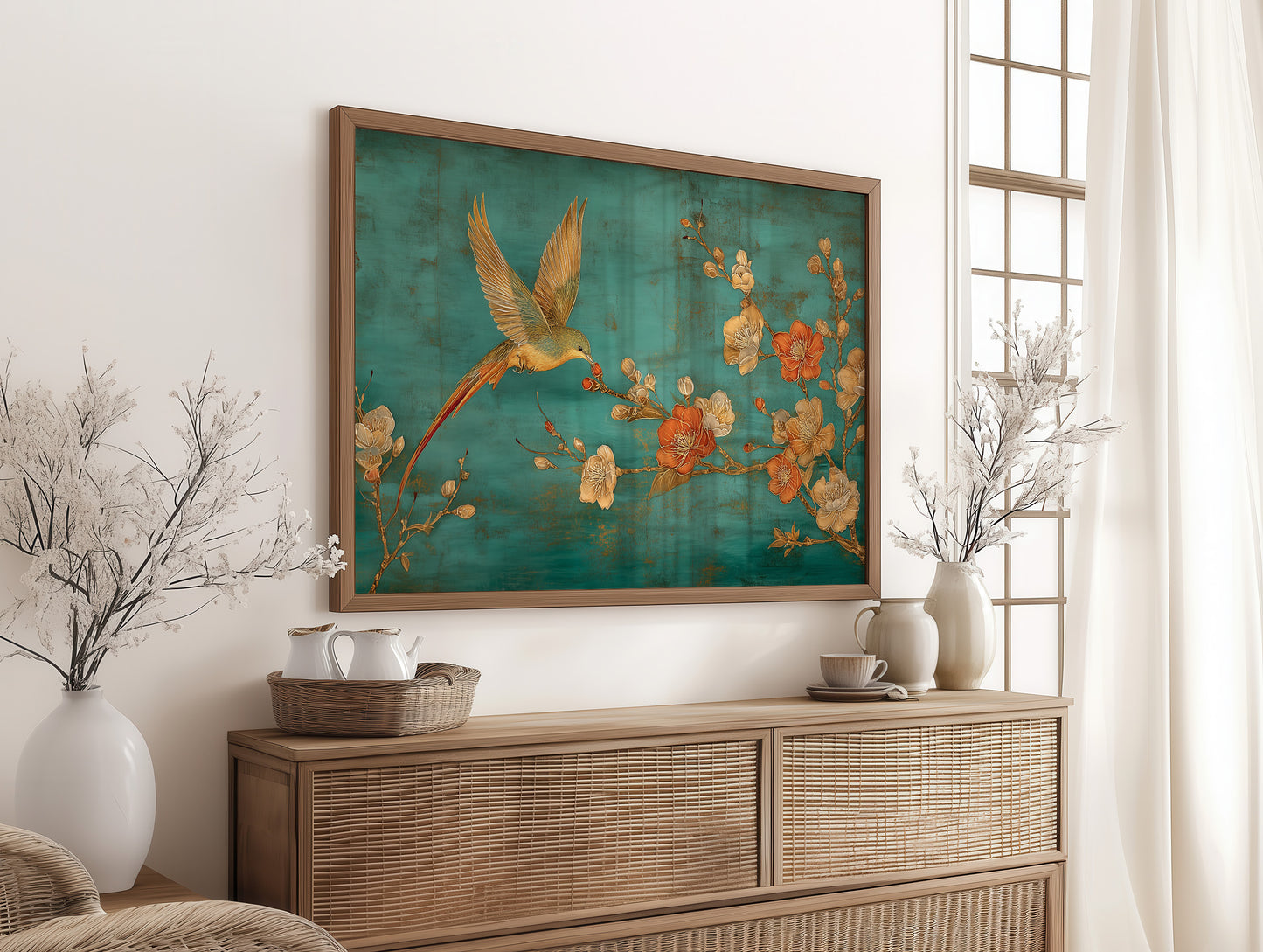 Hummingbird Seeks Morning Plum Blossoms