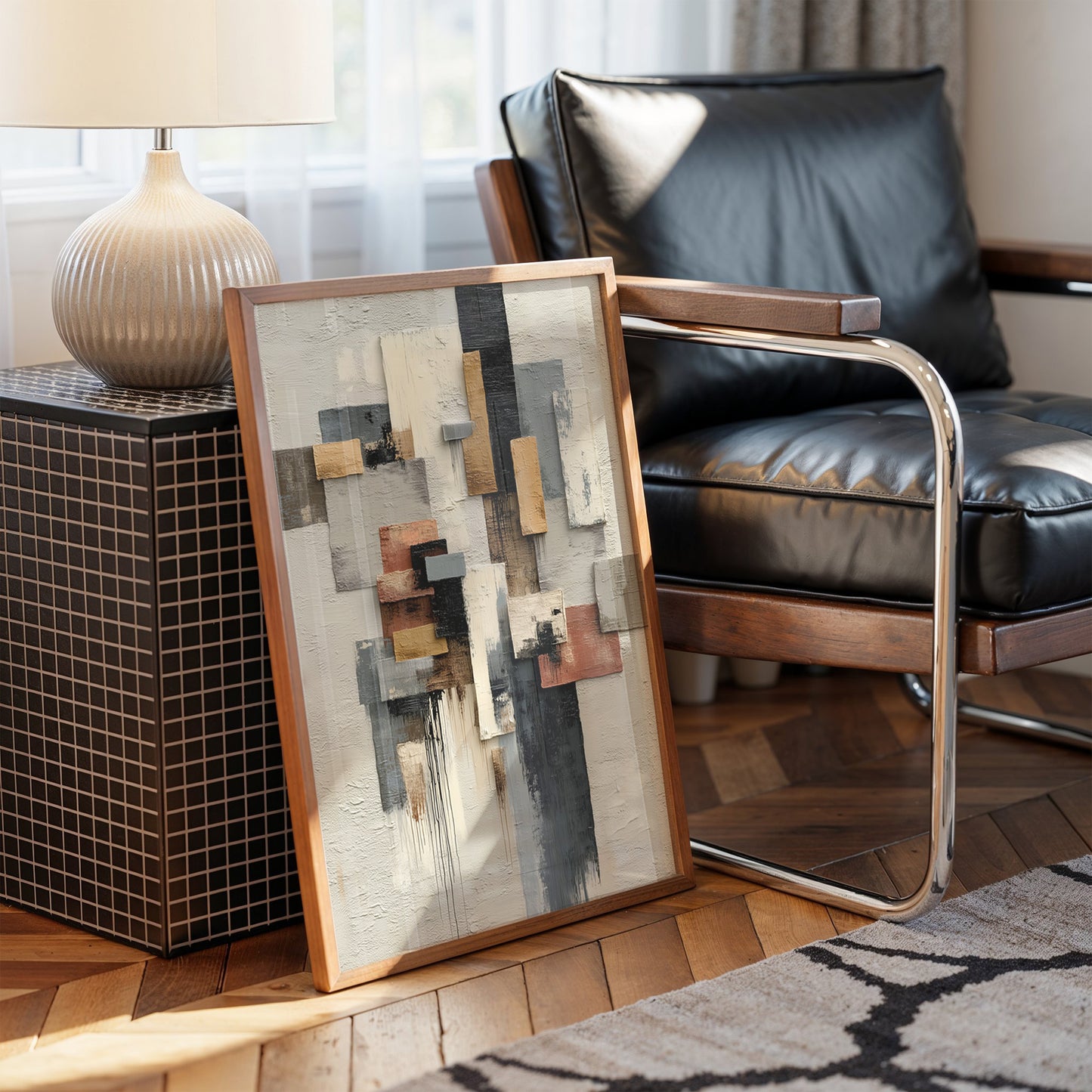 Sunlit Corner Bar Meets Abstract Dawn