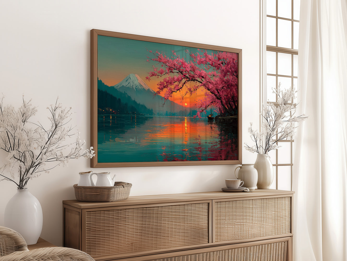 Cherry Blossoms Paint The Sunset Lake