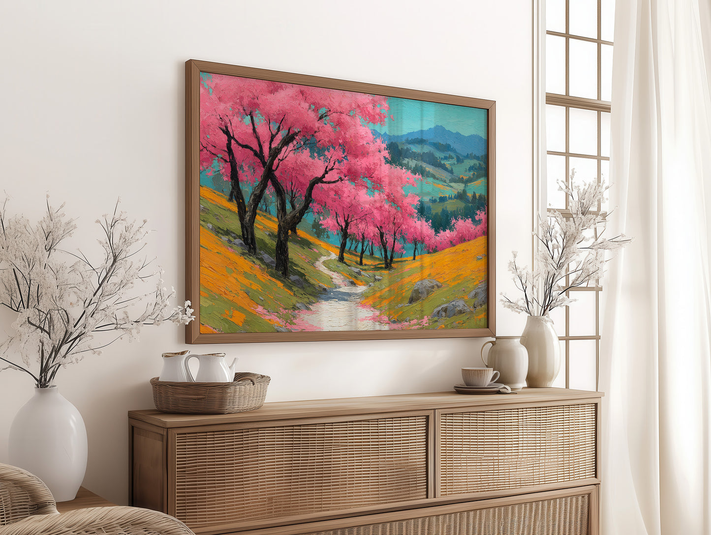 Cherry Blossoms Paint Mountain Valleys