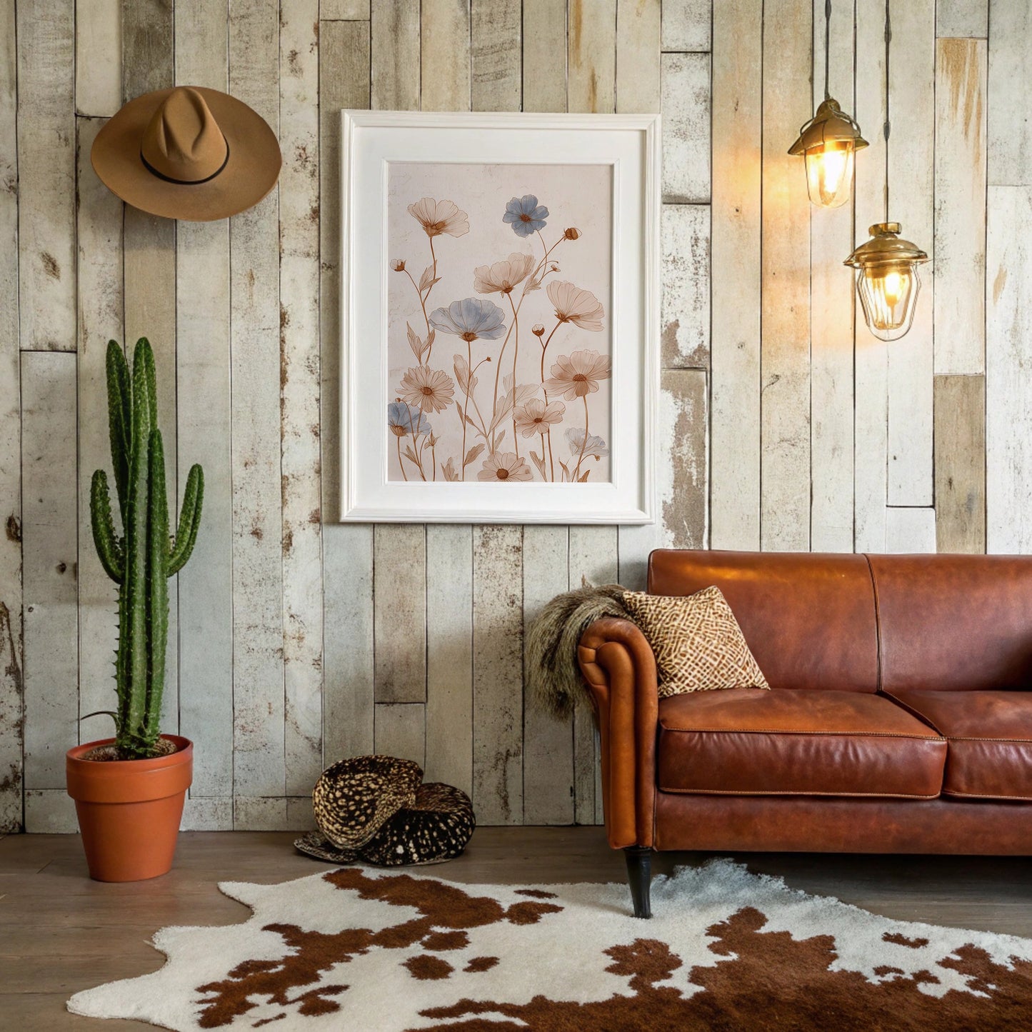 Wildflowers Bloom Against Weathered Wood