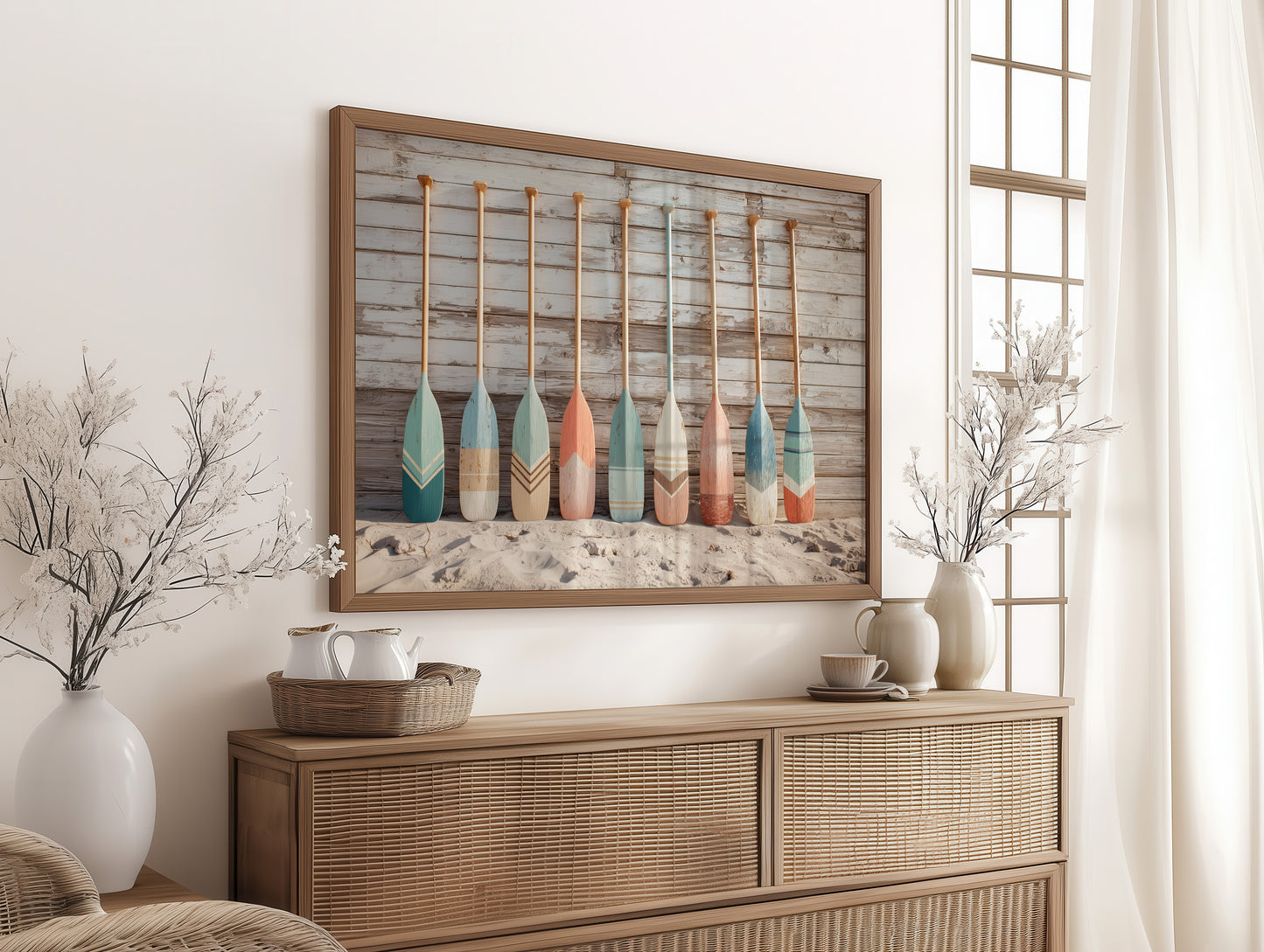 Painted Oars Await Summer Tides