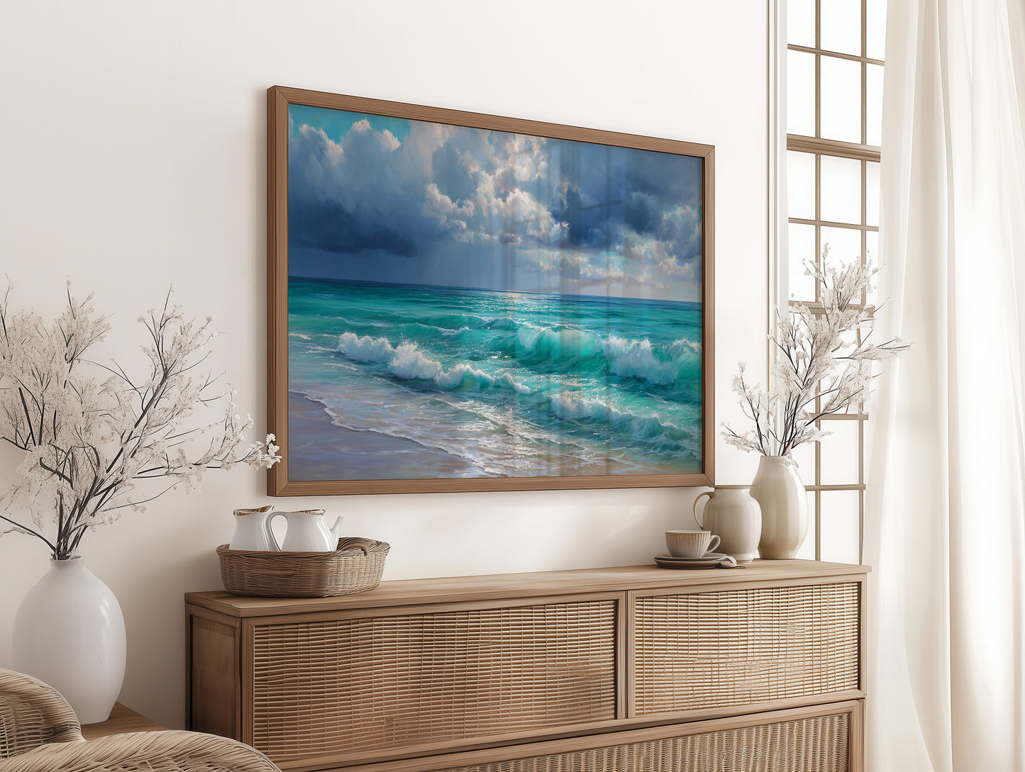 Turquoise Tides Meet Storm Clouds