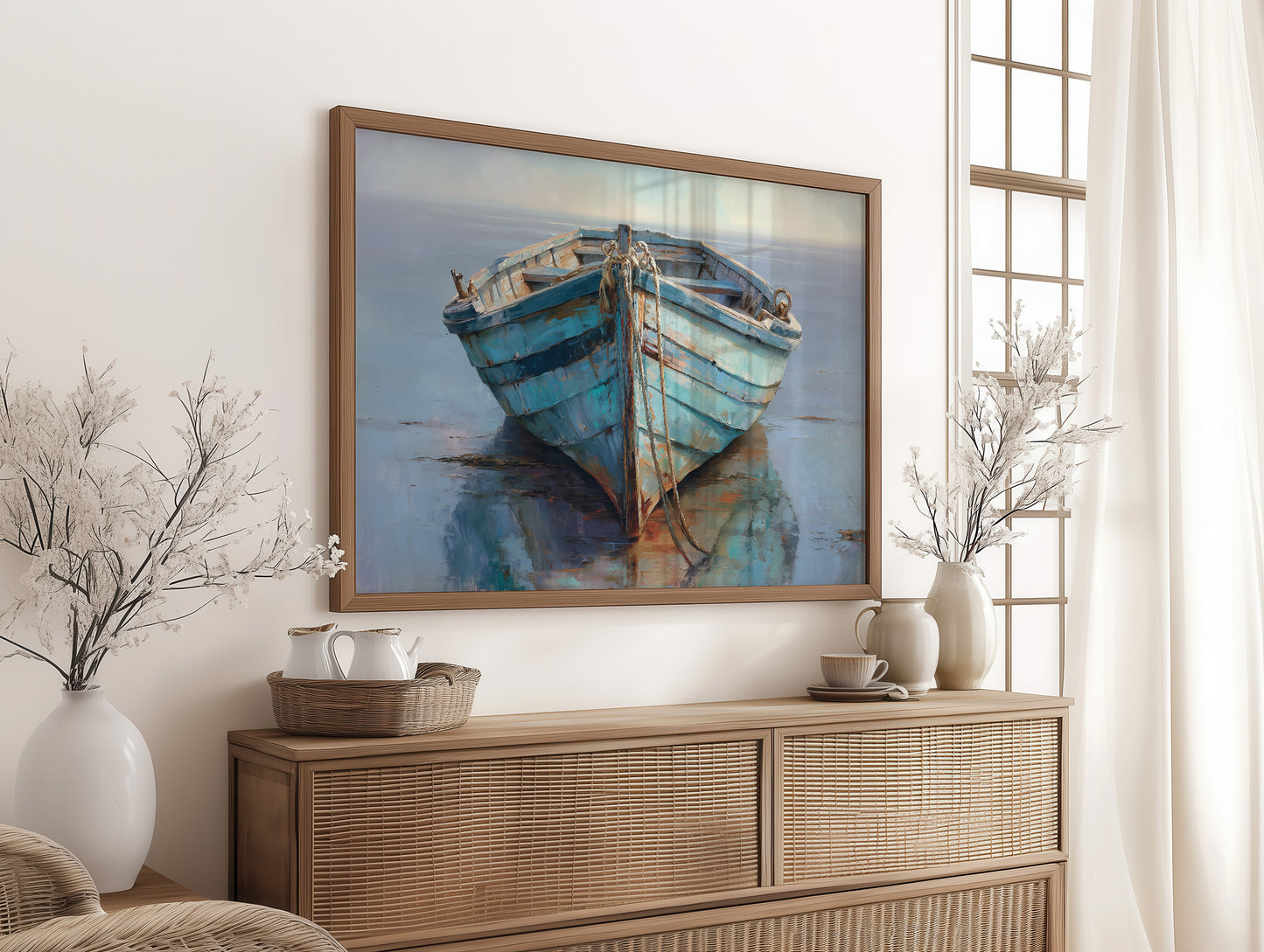 Blue Boat Rests At Tide