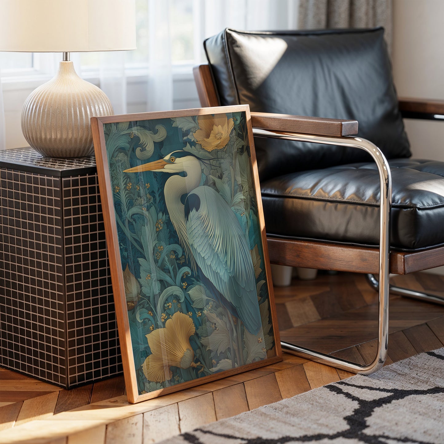 Heron Among Golden Poppies