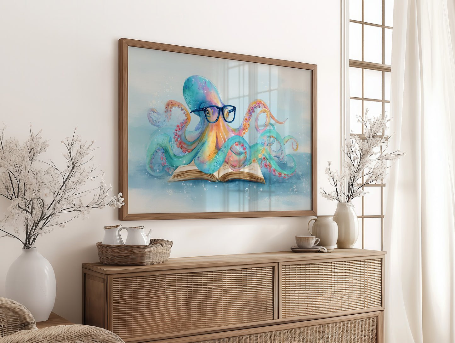 Curious Octopus Reads Ancient Tomes