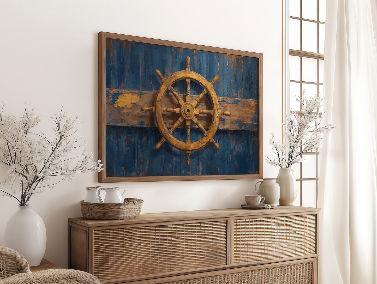 Captain's Helm Against Azure Tides