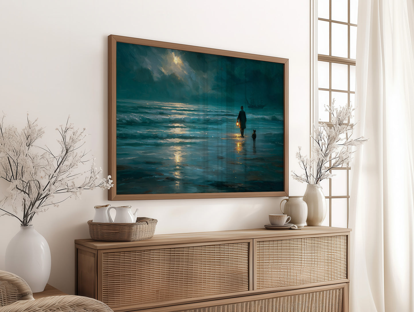 Midnight Walk Along Teal Waters