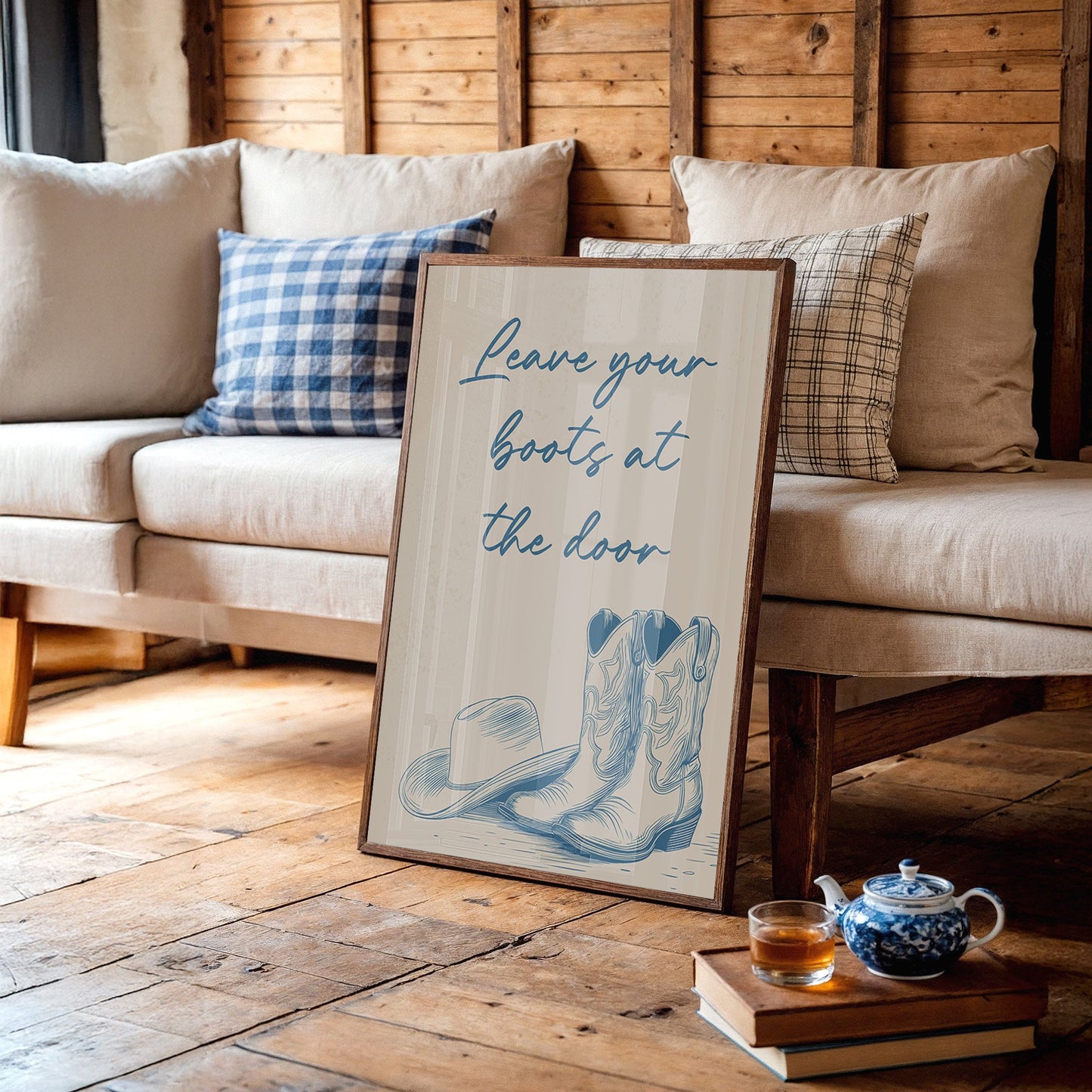 Blue Ink Welcome On Cream