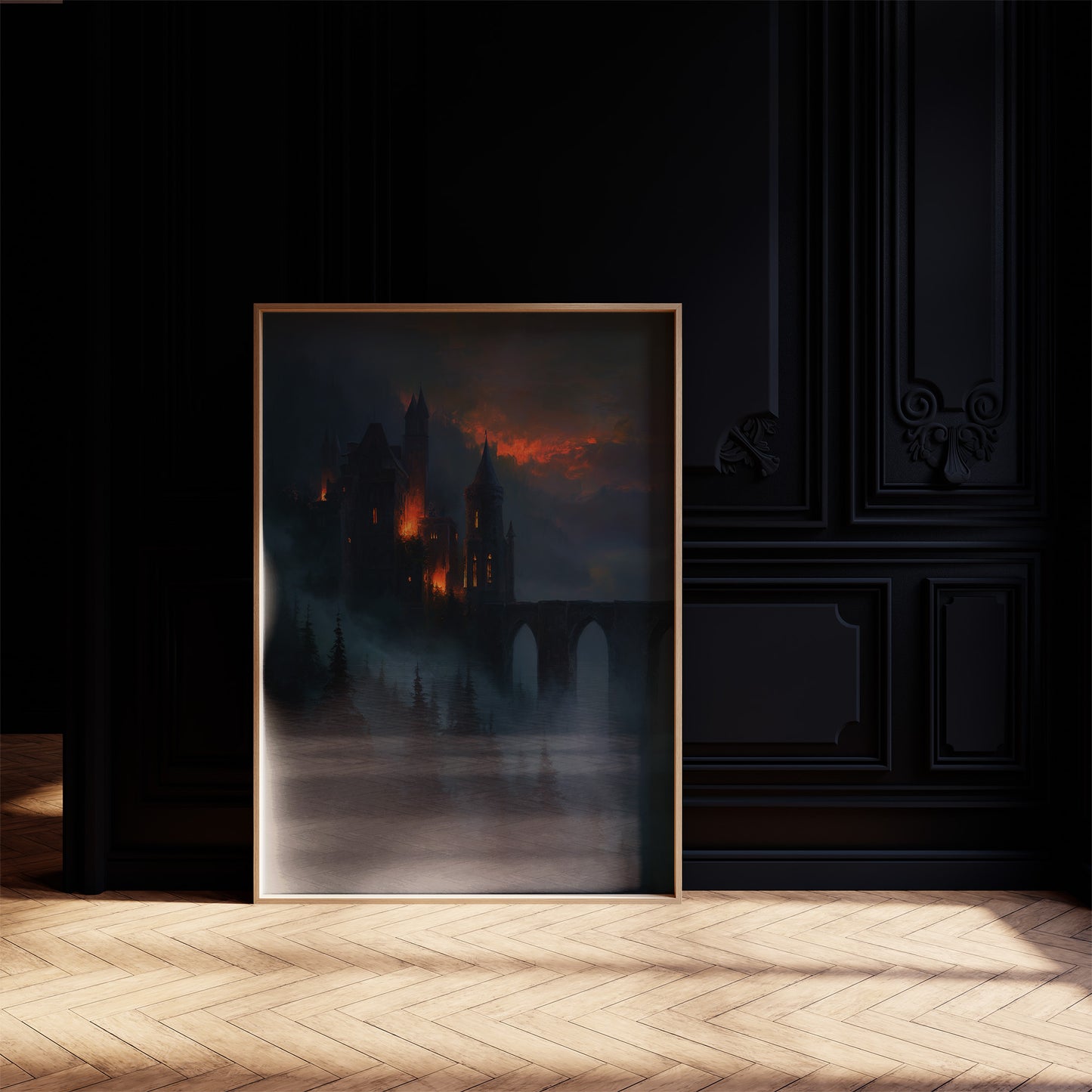Fortress Ablaze Beyond Misty Pines
