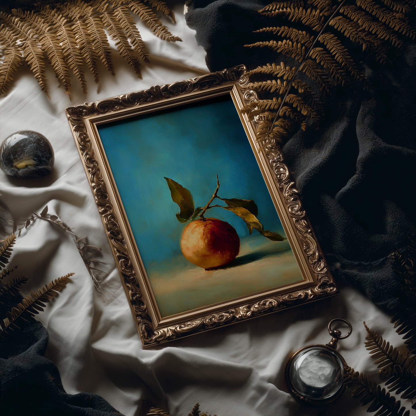 Solitary Peach Against Turquoise Sky