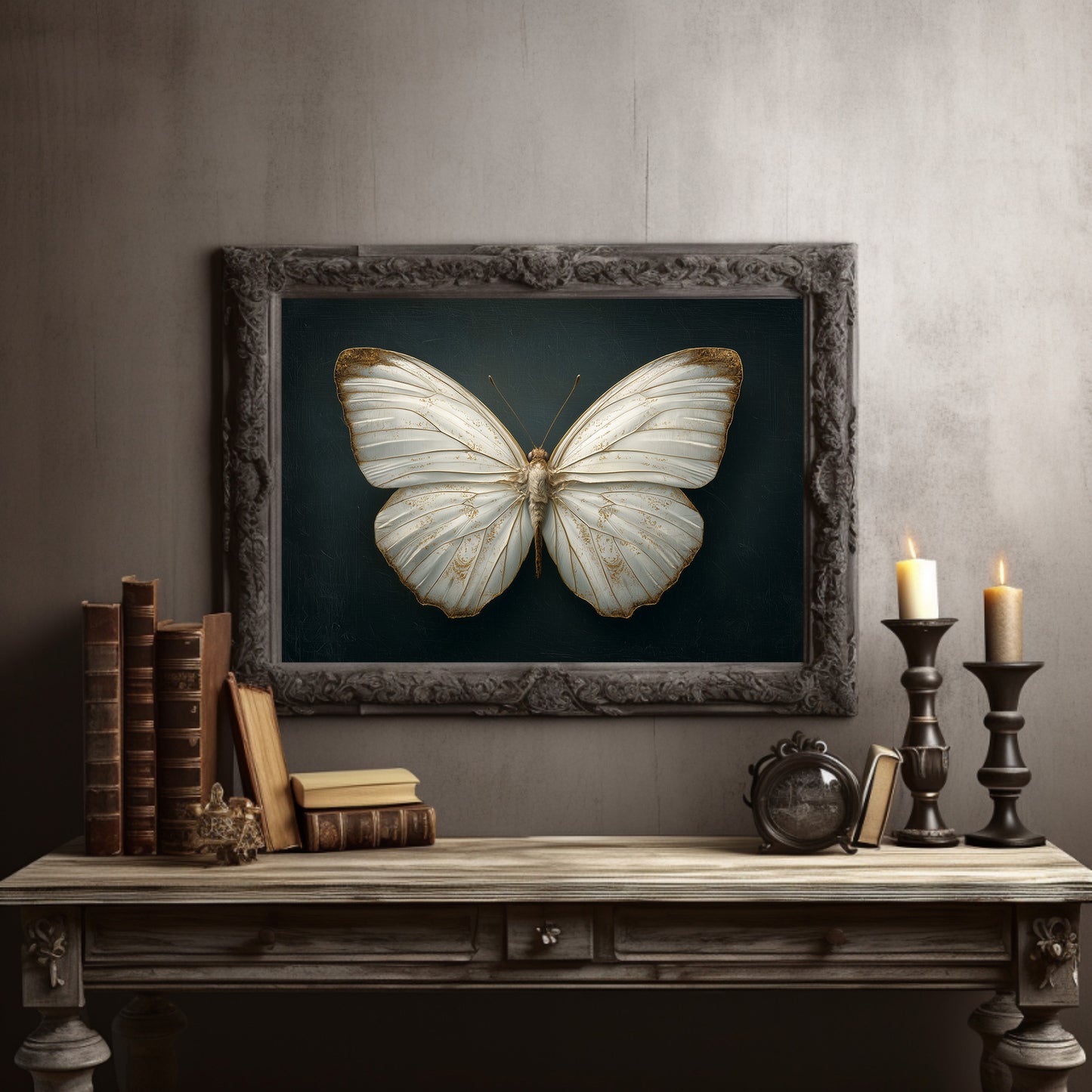 Ivory Wings Against Midnight Blue